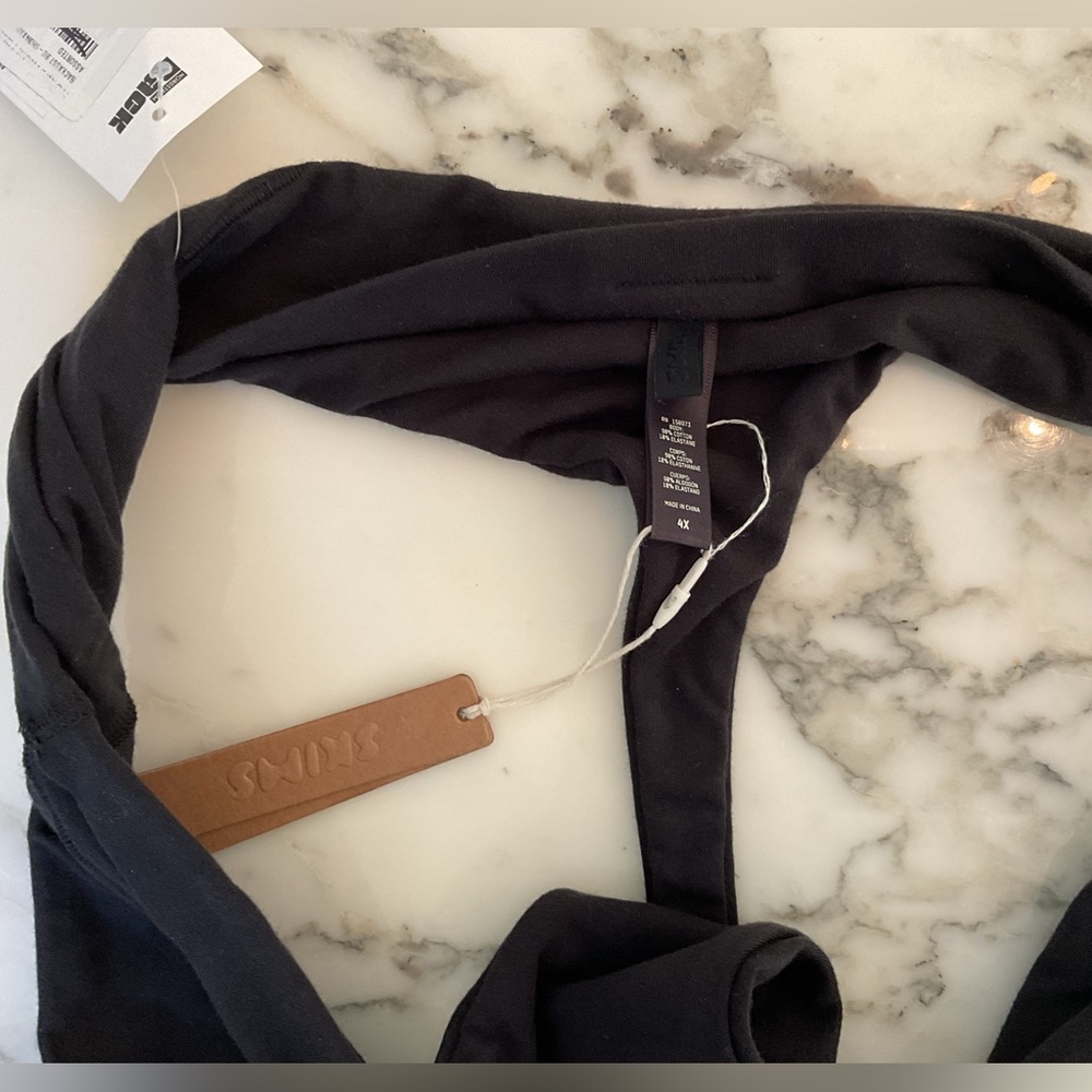 NWT Skims Roll Waist 90% Cotton Black thong Sz 4X - Picture 3 of 4